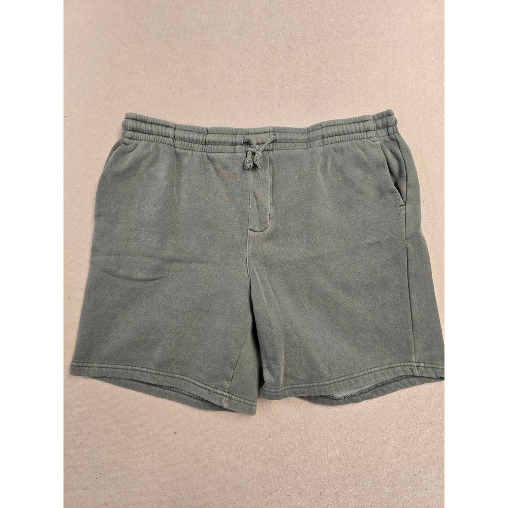 PacSun Mens Fleece Sweat Shorts XL Green Faded Drawstring Casual Loungewear 0684